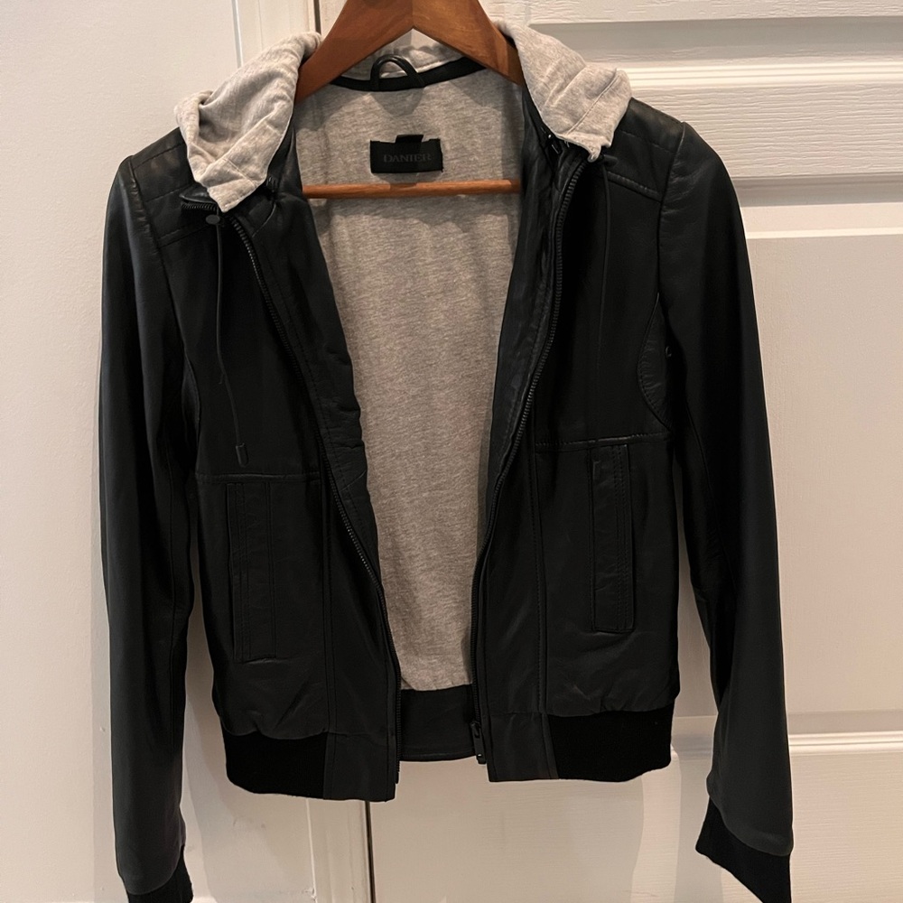 Danier Black Jacket with Grey Hood